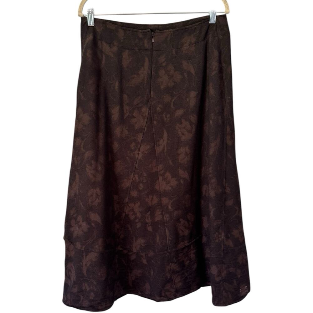 J. Jill Dark Floral Wool Blend A Line Midi Skirt Women’s Size 10 Brown Black - Picture 2 of 7